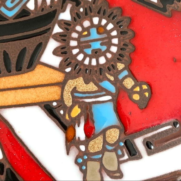 Vintage Earthtones Glazed Tile Trivet/Wall Decor - Picture 3 of 9